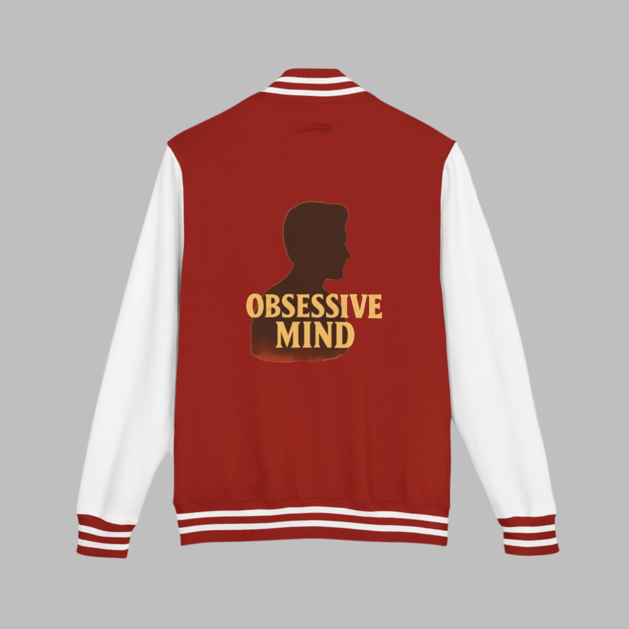 Unisex Heavyweight Letterman Jacket with Obsessed Mind Design, Stylish Jacket.