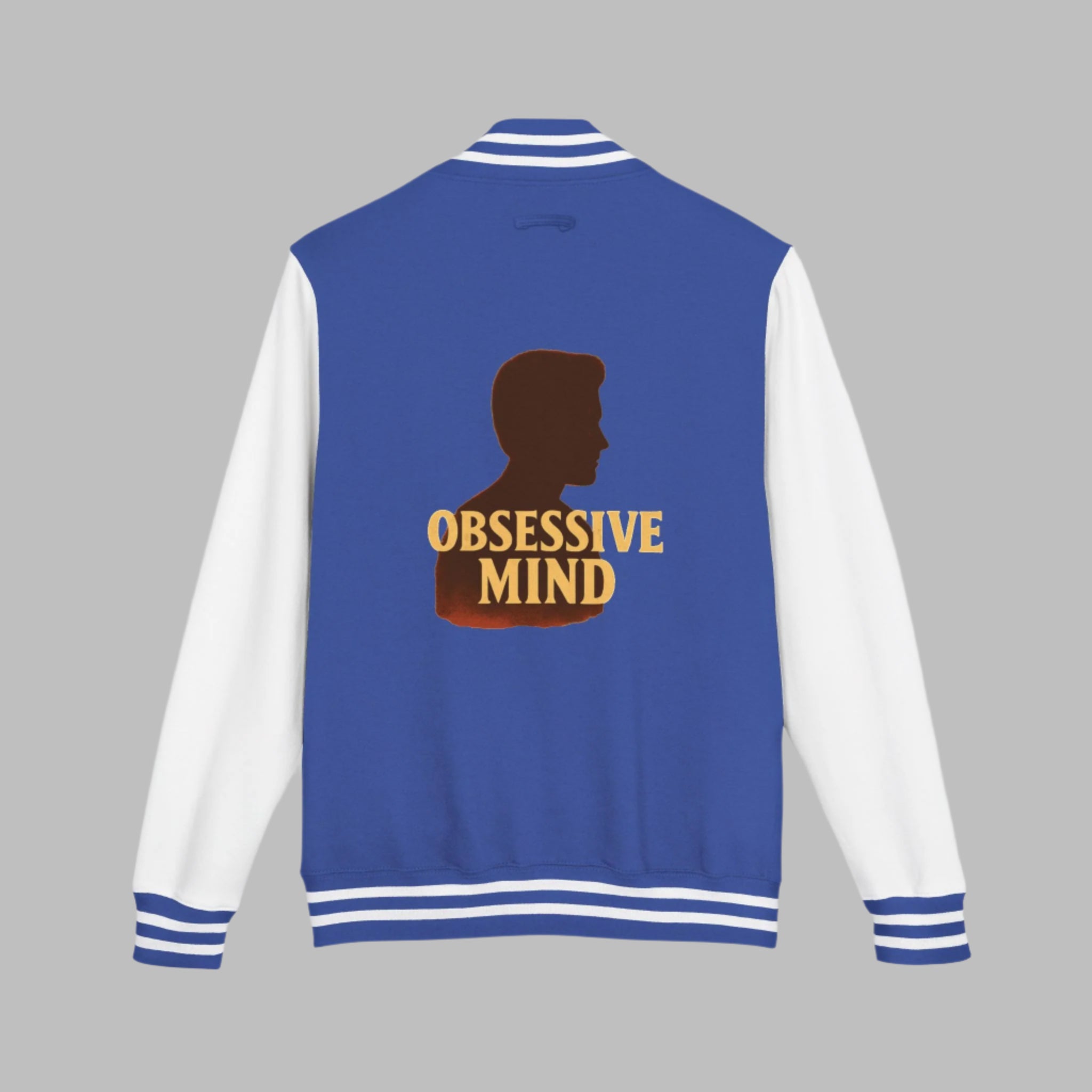 Unisex Heavyweight Letterman Jacket with Obsessed Mind Design, Stylish Jacket.