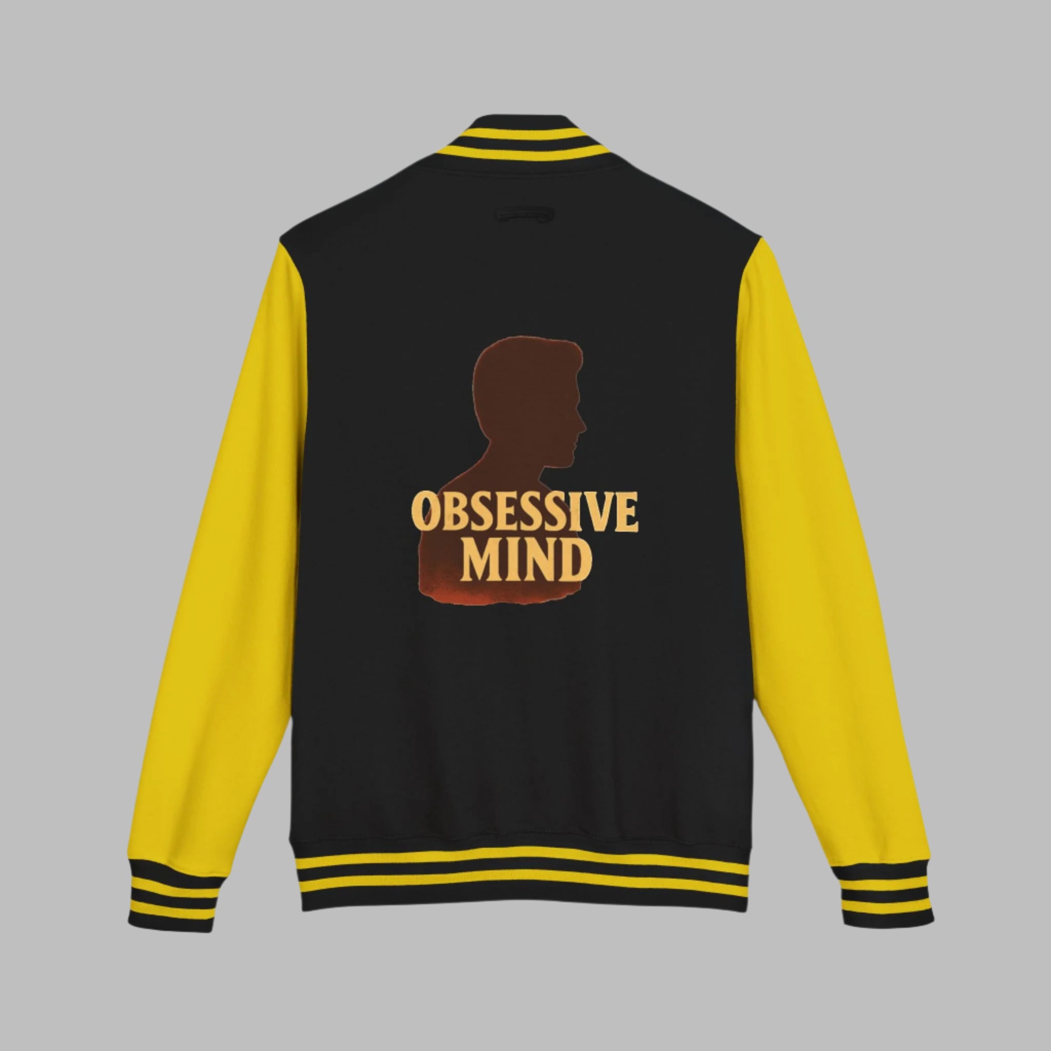 Unisex Heavyweight Letterman Jacket with Obsessed Mind Design, Stylish Jacket.