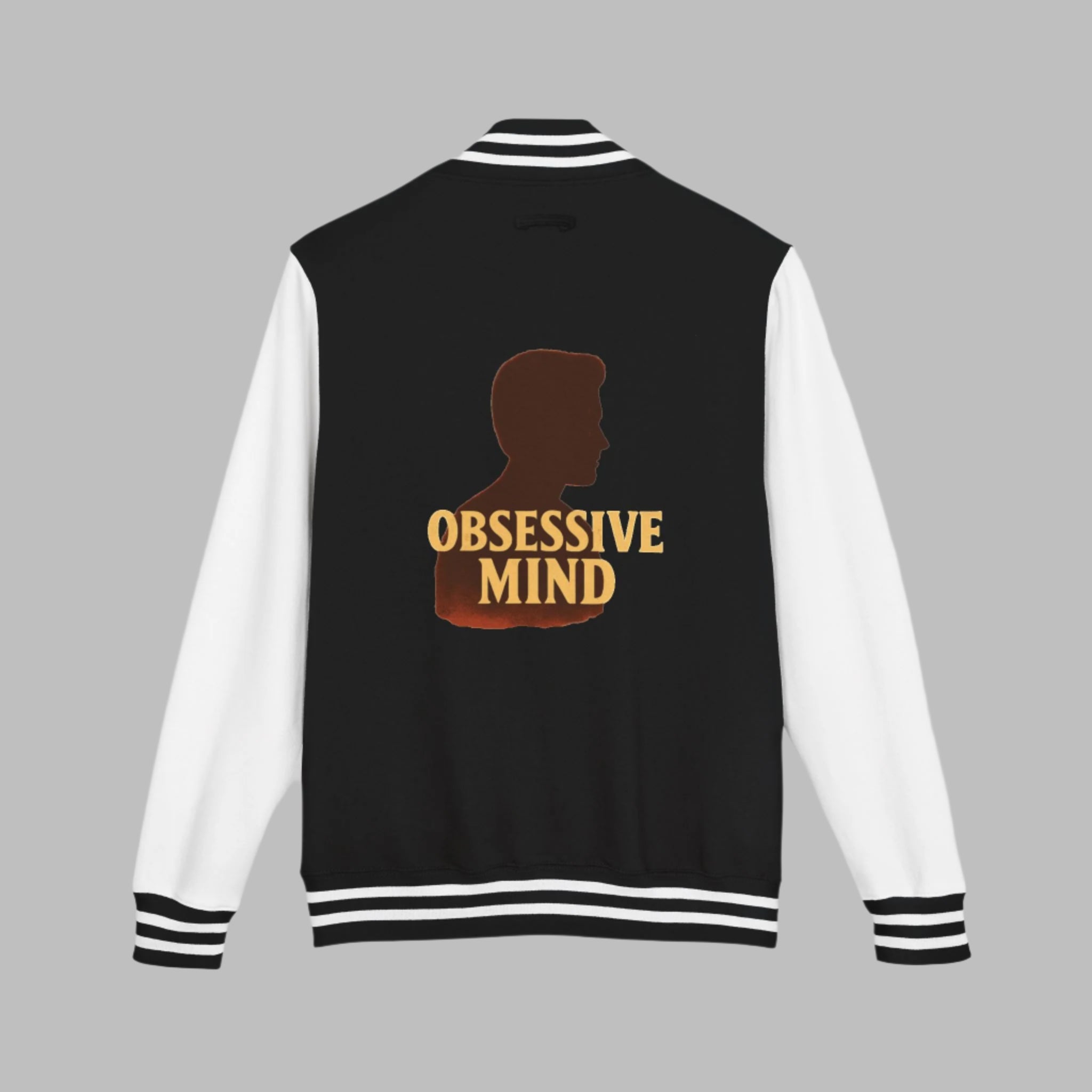 Unisex Heavyweight Letterman Jacket with Obsessed Mind Design, Stylish Jacket.