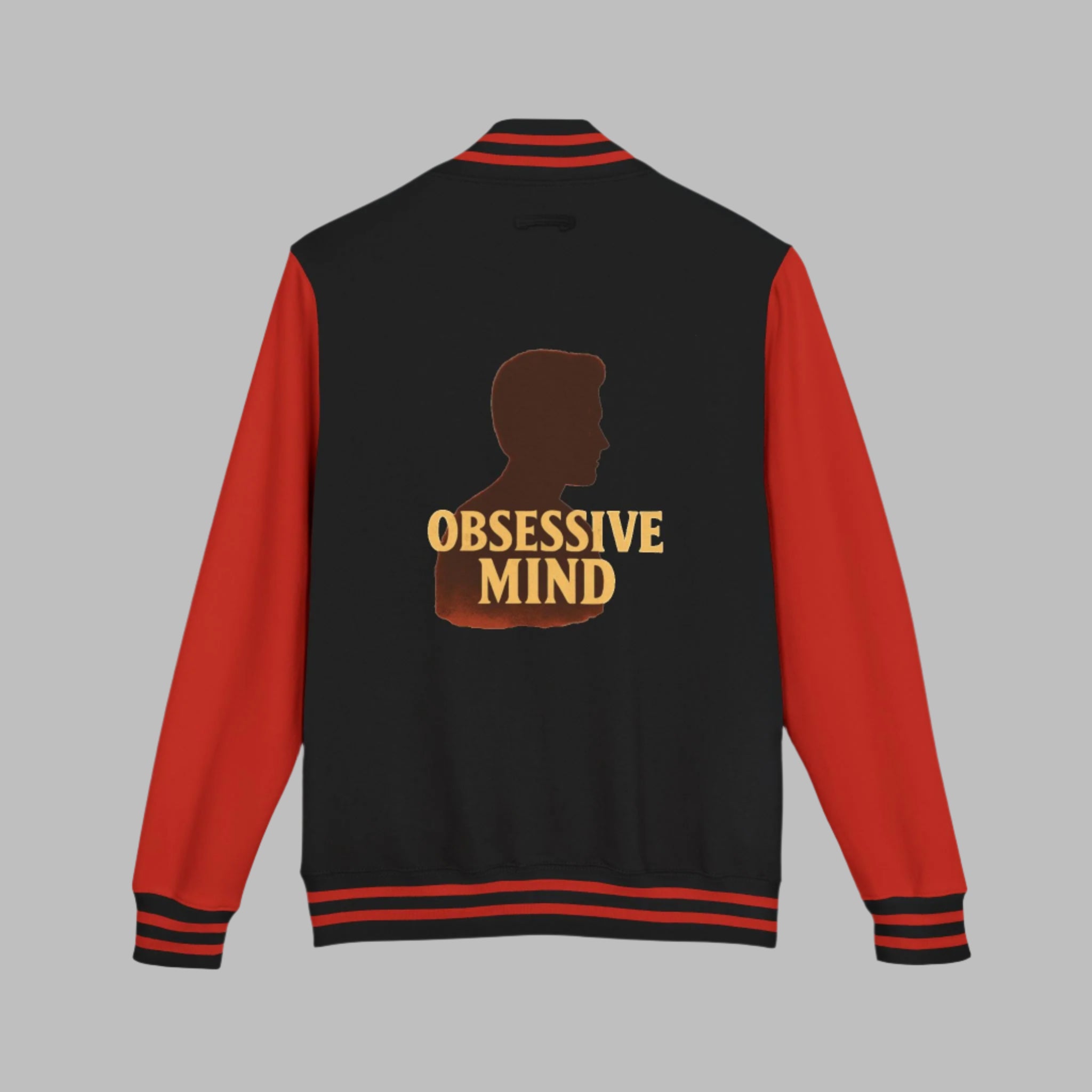 Unisex Heavyweight Letterman Jacket with Obsessed Mind Design, Stylish Jacket.